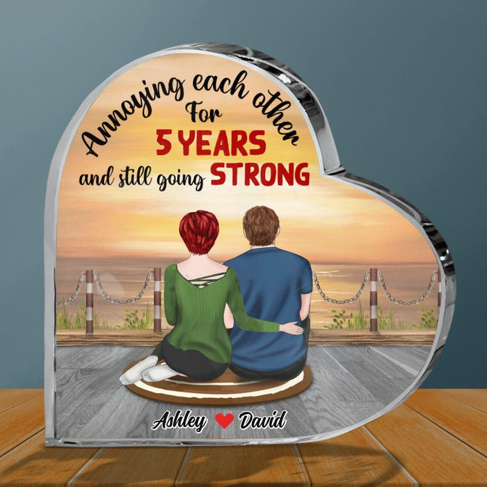 Custom Personalized Couple Crystal Heart - Gift Idea For Couple - Annoying Each Other For Years And Still Going Strong