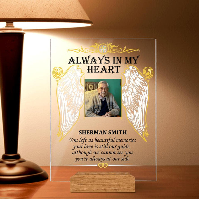 Custom Personalized Always In My Heart Custom Photo Acrylic Plaque - Memorial Gift For Loss Family Member