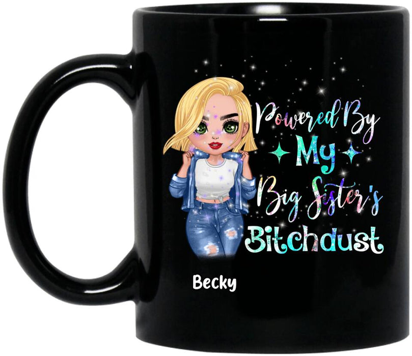 Custom Personalized Chibi Sisters Coffee Mug - Gift Idea For Best Sisters/Sibling - Powered By My Big Sister's Bitchdust