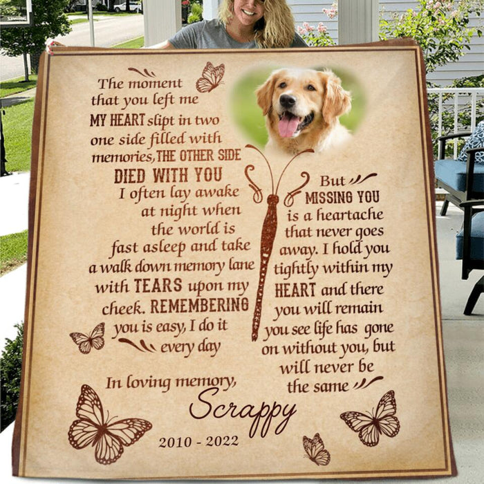 Custom Photo Memorial Dog Quilt/Single Layer Fleece Blanket - Gift Idea For Dog Lover - I'll Be Waiting At The Door