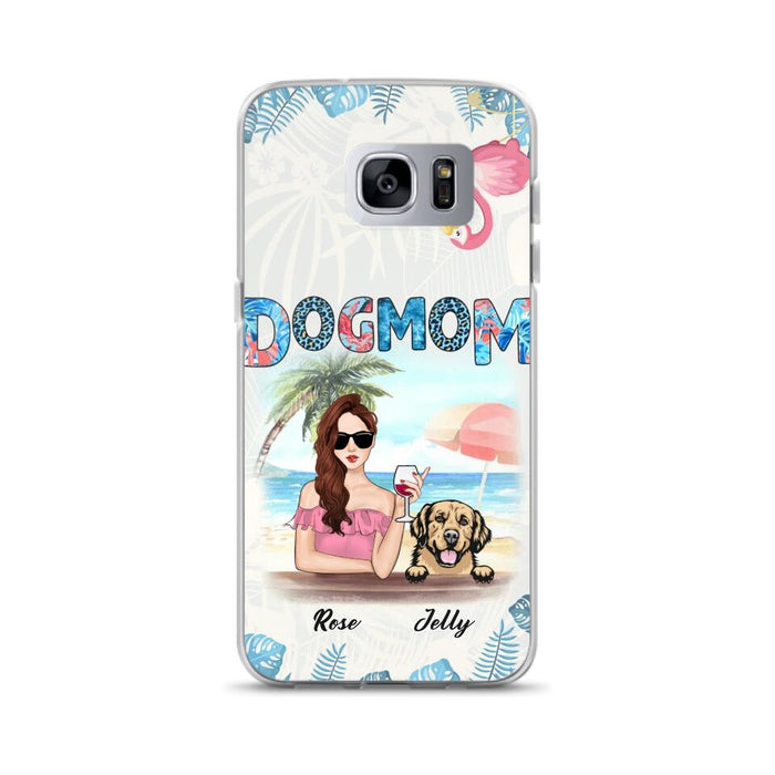 Custom Personalized Dog Mom Summer Patterned Phone Case - Upto 4 Dogs - Gift Idea For Dog Mom - Case For iPhone And Samsung