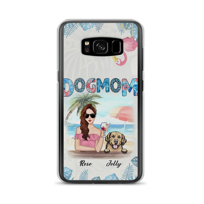 Custom Personalized Dog Mom Summer Patterned Phone Case - Upto 4 Dogs - Gift Idea For Dog Mom - Case For iPhone And Samsung