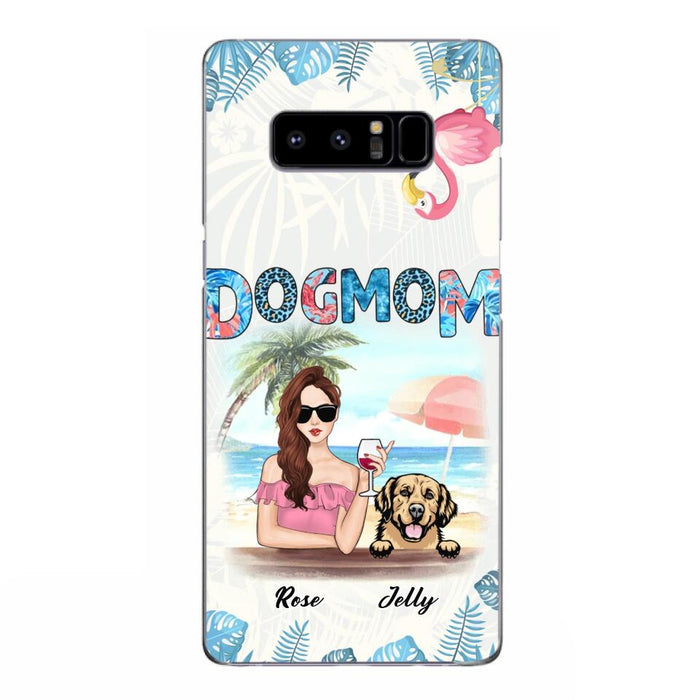 Custom Personalized Dog Mom Summer Patterned Phone Case - Upto 4 Dogs - Gift Idea For Dog Mom - Case For iPhone And Samsung