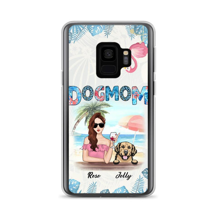 Custom Personalized Dog Mom Summer Patterned Phone Case - Upto 4 Dogs - Gift Idea For Dog Mom - Case For iPhone And Samsung