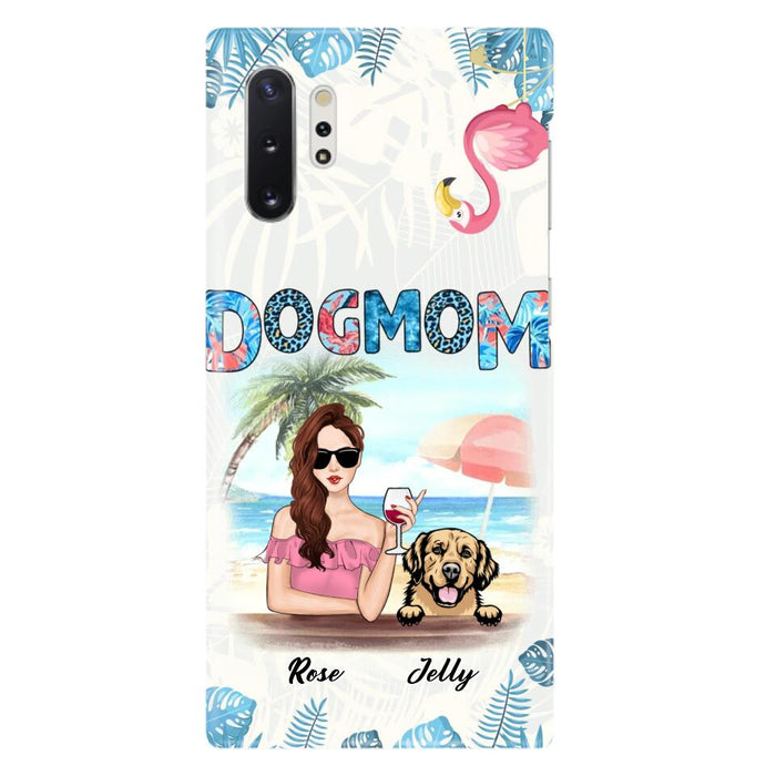 Custom Personalized Dog Mom Summer Patterned Phone Case - Upto 4 Dogs - Gift Idea For Dog Mom - Case For iPhone And Samsung