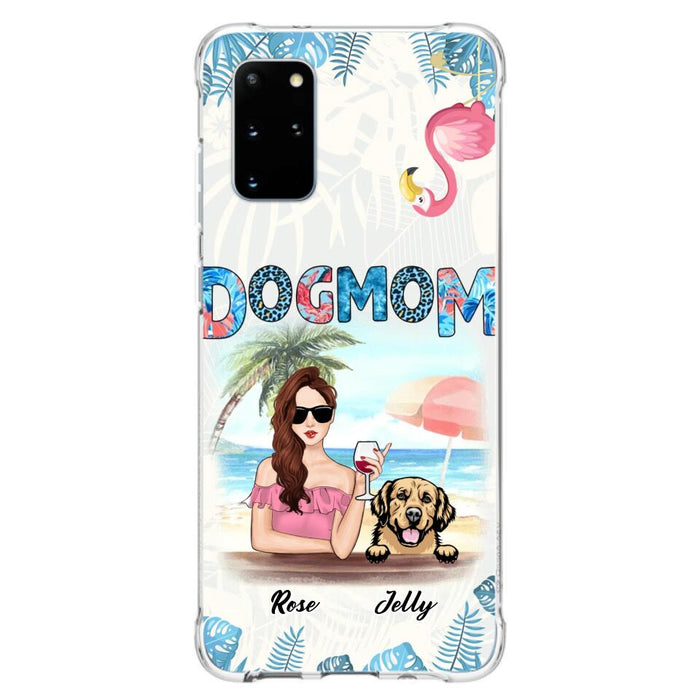 Custom Personalized Dog Mom Summer Patterned Phone Case - Upto 4 Dogs - Gift Idea For Dog Mom - Case For iPhone And Samsung