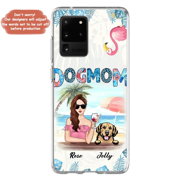 Custom Personalized Dog Mom Summer Patterned Phone Case - Upto 4 Dogs - Gift Idea For Dog Mom - Case For iPhone And Samsung