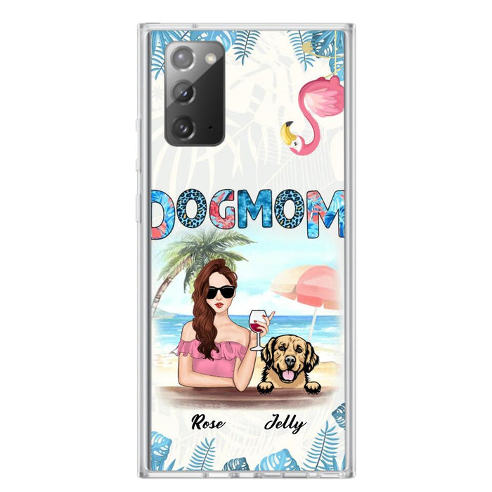 Custom Personalized Dog Mom Summer Patterned Phone Case - Upto 4 Dogs - Gift Idea For Dog Mom - Case For iPhone And Samsung