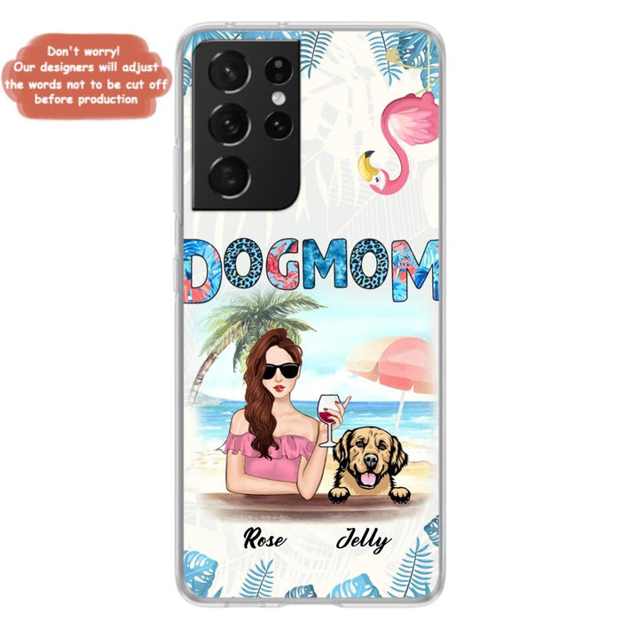 Custom Personalized Dog Mom Summer Patterned Phone Case - Upto 4 Dogs - Gift Idea For Dog Mom - Case For iPhone And Samsung