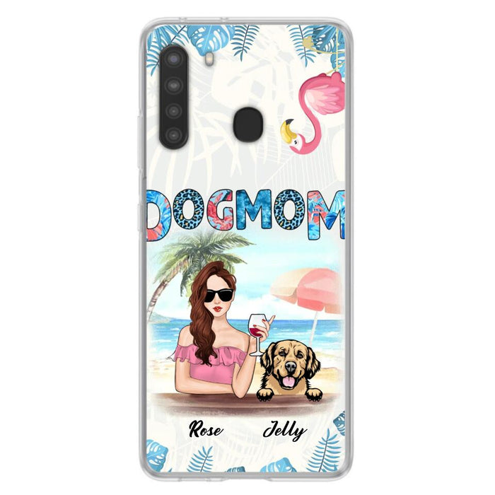 Custom Personalized Dog Mom Summer Patterned Phone Case - Upto 4 Dogs - Gift Idea For Dog Mom - Case For iPhone And Samsung