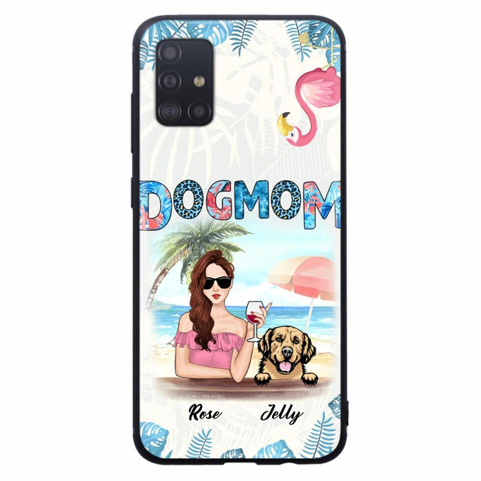 Custom Personalized Dog Mom Summer Patterned Phone Case - Upto 4 Dogs - Gift Idea For Dog Mom - Case For iPhone And Samsung