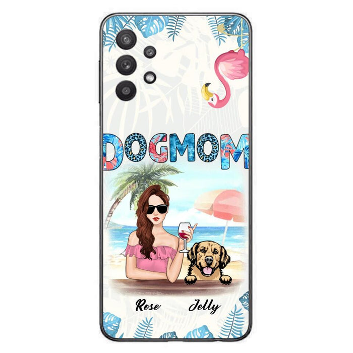 Custom Personalized Dog Mom Summer Patterned Phone Case - Upto 4 Dogs - Gift Idea For Dog Mom - Case For iPhone And Samsung