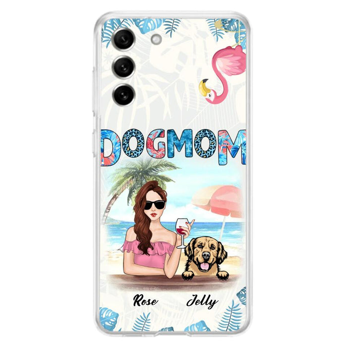 Custom Personalized Dog Mom Summer Patterned Phone Case - Upto 4 Dogs - Gift Idea For Dog Mom - Case For iPhone And Samsung