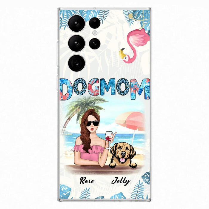 Custom Personalized Dog Mom Summer Patterned Phone Case - Upto 4 Dogs - Gift Idea For Dog Mom - Case For iPhone And Samsung