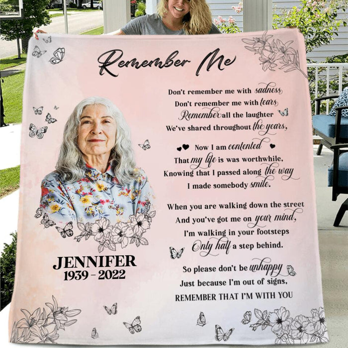 Custom Photo Single Layer Fleece/ Quilt - Memorial Gift Idea For Mom/ Dad - Remember That I'm With You