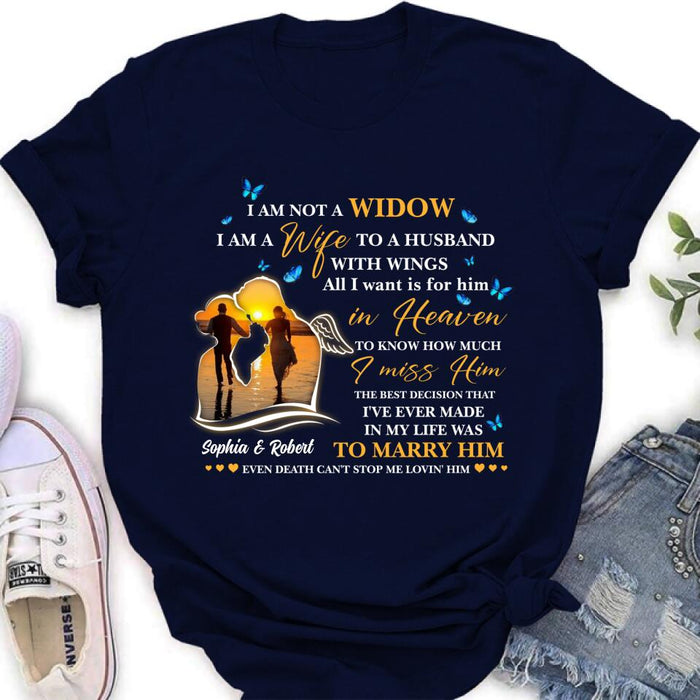 Custom Personalized Couple Shirt - Memorial Gift Idea For Couple - I Am A Wife To A Husband With Wings