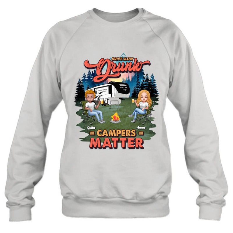Personalized Camping Unisex/Hoodie/Sweatshirt - Gift For Camping Lovers with up to 4 People - What Happens At The Campground Get's Laughed About All Year Long