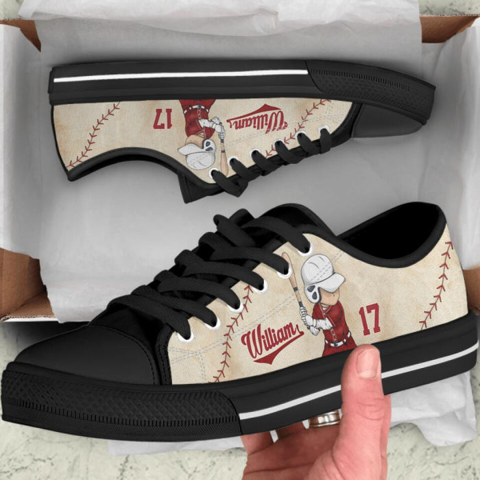 Custom Personalized Baseball Low Top Sneakers - Gift Idea For Baseball Lover/ Birthday Gift