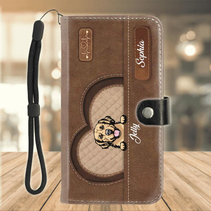 Custom Personalized Dog Phone Wallet - Upto 4 Dogs - Gift Idea For Dog Lovers