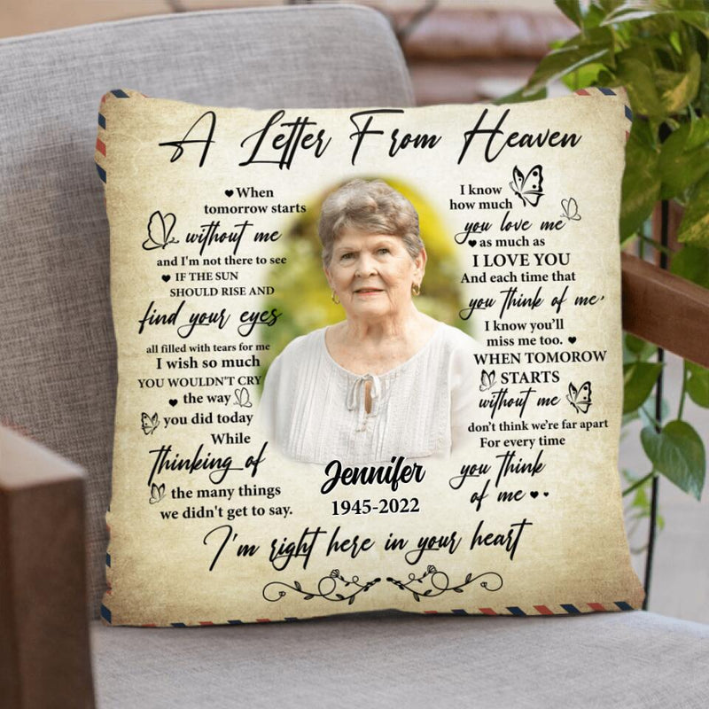 Personalized Memorial Quilt/Fleece Blanket/Pillow Cover - Memorial Gift Idea For Family - A Letter From Heaven