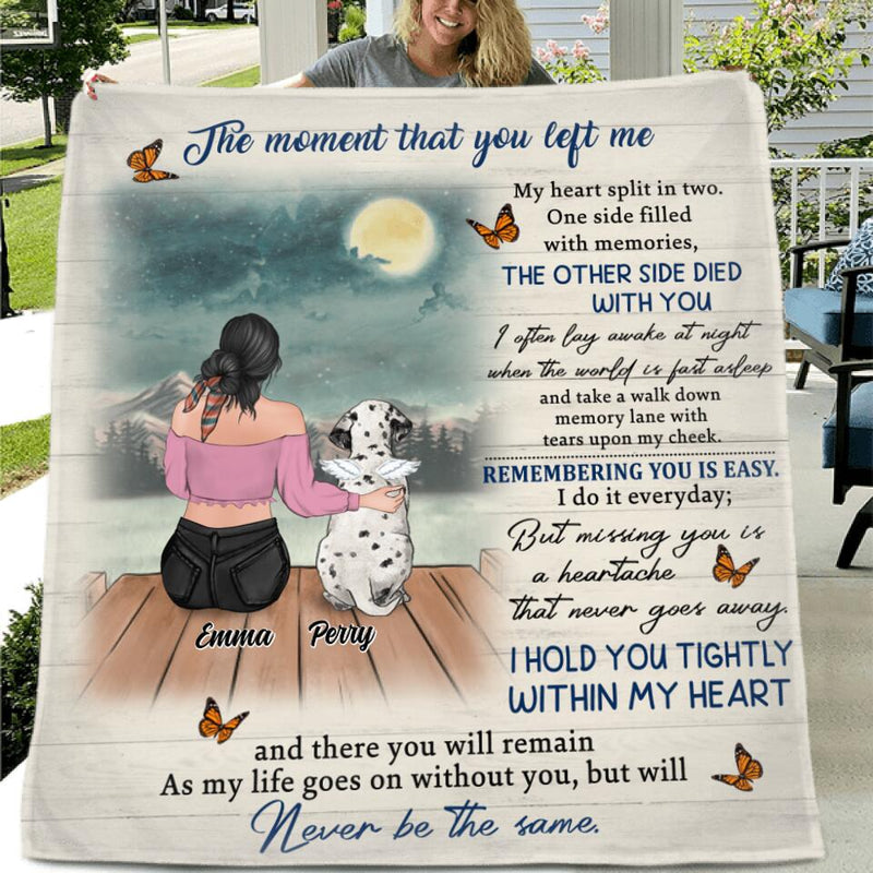 Personalized Memorial Pet Pillow Cover/Fleece Blanket/Quilt - Adult/Couple With Up to 4 Pets - Gift Idea For Dog/Cat Lover - The Moment That You Left Me