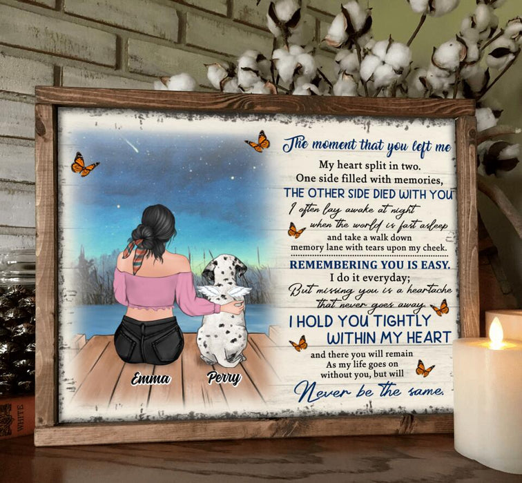 Custom Personalized Memorial Pet Poster - Adult/ Couple With Upto 4 Pets - Gift Idea For Dog/ Cat Lover - The Moment That You Left Me