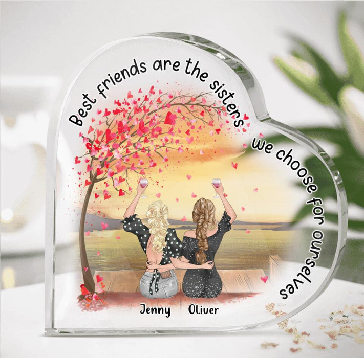 Custom Personalized Friends Crystal Heart - Upto 4 Friends - Gift Idea For Friends/Sisters/Besties - Best Friends Are The Sisters We Choose For Ourselves