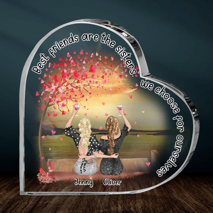 Custom Personalized Friends Crystal Heart - Upto 4 Friends - Gift Idea For Friends/Sisters/Besties - Best Friends Are The Sisters We Choose For Ourselves