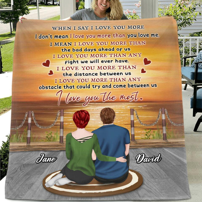 Custom Personalized Couple Quilt/Fleece Blanket- Gift Idea For Couple - I Love You The Most