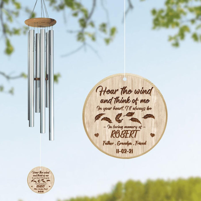 Custom Personalized Memorial Wind Chime - Memorial Gift Idea For Family/Friends - Hear The Wind And Think Of Me