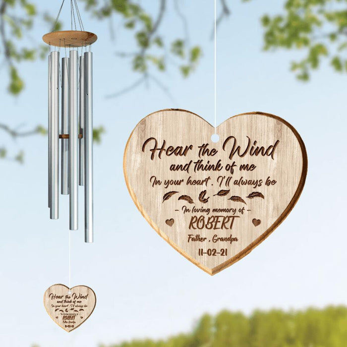 Custom Personalized Memorial Wind Chime - Memorial Gift Idea For Family/Friends - Hear The Wind And Think Of Me