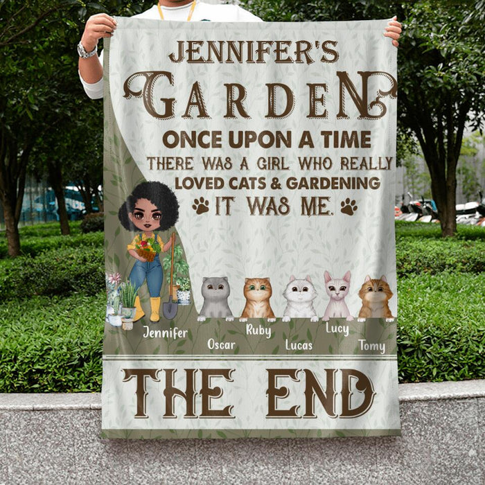 Custom Personalized Pet Garden Flag Sign - Upto 5 Pets - Funny Gardening Gift For Dog/ Cat Lover - Once Upon A Time There Was A Girl Who Really Loved Cats & Gardening