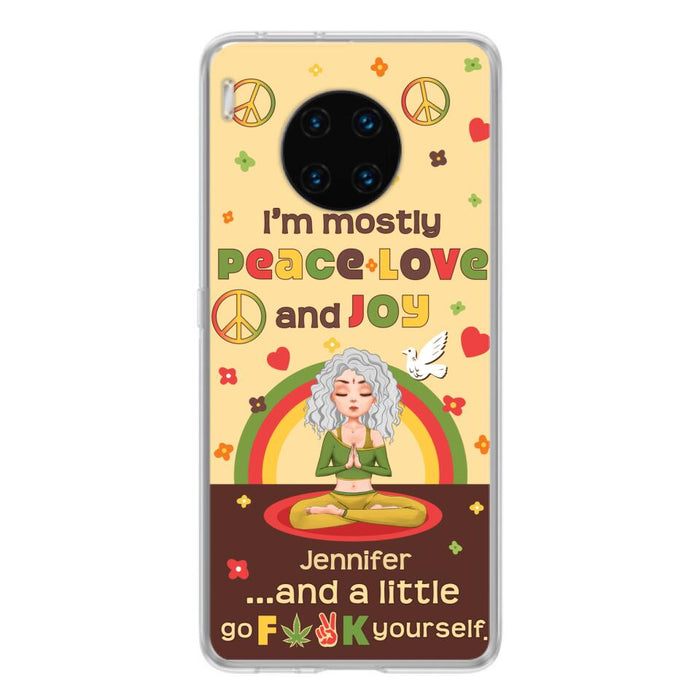 Custom Personalized Yoga Phone Case for Oppo/Xiaomi/Huawei - Gift Idea For Yoga Lover - I'm Mostly Peace Love and Joy