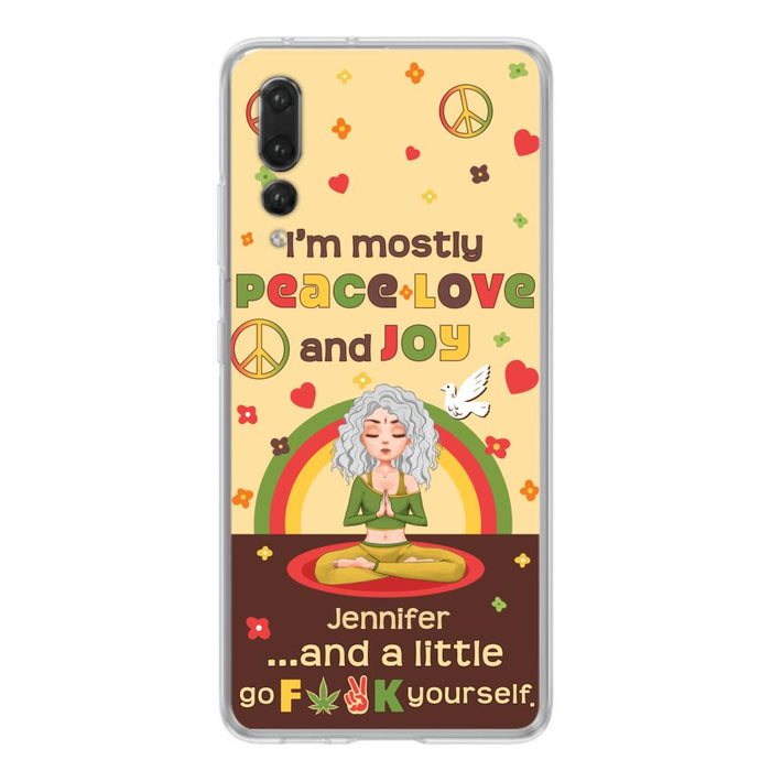 Custom Personalized Yoga Phone Case for Oppo/Xiaomi/Huawei - Gift Idea For Yoga Lover - I'm Mostly Peace Love and Joy