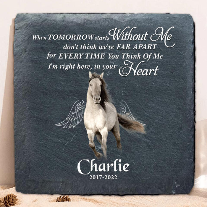 Custom Personalized Memorial Horse Photo Square Lithograph - Memorial Gift For Horse Lover - I'm Right Here, In Your Heart