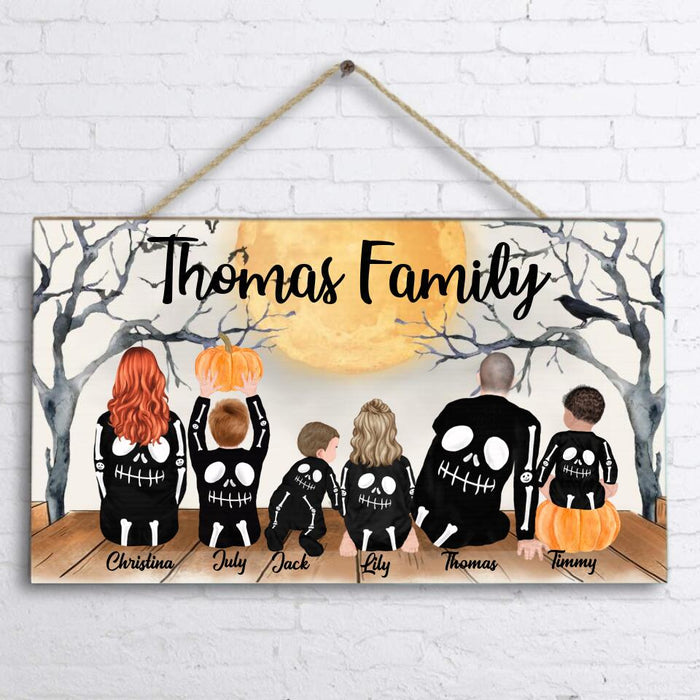 Custom Personalized Halloween Door Sign - Family Name Upto 4 Children - Best Gift For Family, Halloween