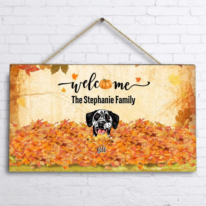 Custom Personalized Autumn Cat Dog Door Sign - Upto 5 Pets - Best Gift For Cat/ Dog Lover - 6A1NG6
