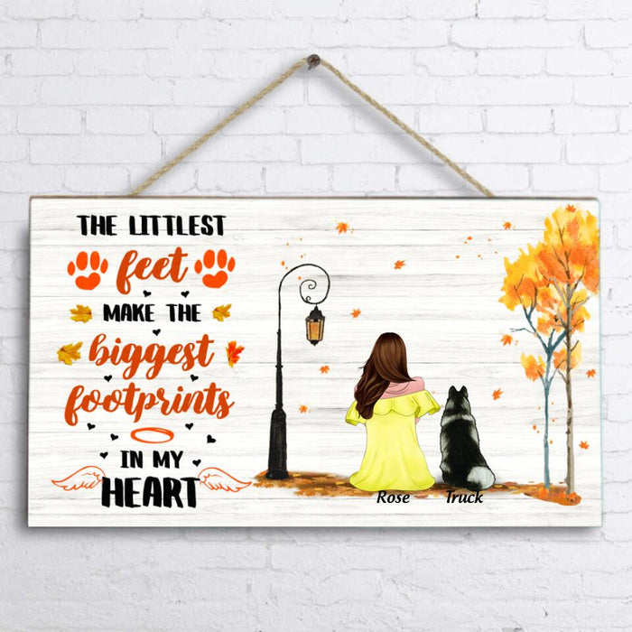 Custom Personalized Memorial Dog Autumn Rectangle Wall Art - Mom With Upto 5 Dogs - Best Gift For Dog Lover - 8ALLOF