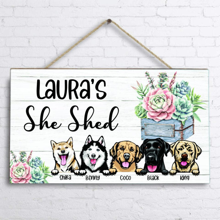 Personalized Dog Mom Shed Door Sign - Upto 5 Dogs - Best Gift For Dog Lovers