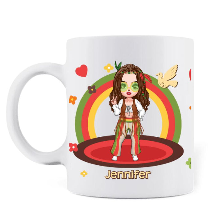 Custom Personalized Chibi Girl Coffee Mug - Gift Idea For Best Friend/ Birthday - I'm Mostly Peace Love and Joy