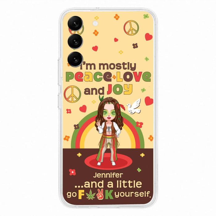 Custom Personalized Chibi Girl Case for iPhone/ Samsung - Gift Idea For Best Friend - I'm Mostly Peace Love and Joy