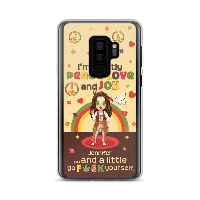 Custom Personalized Chibi Girl Case for iPhone/ Samsung - Gift Idea For Best Friend - I'm Mostly Peace Love and Joy