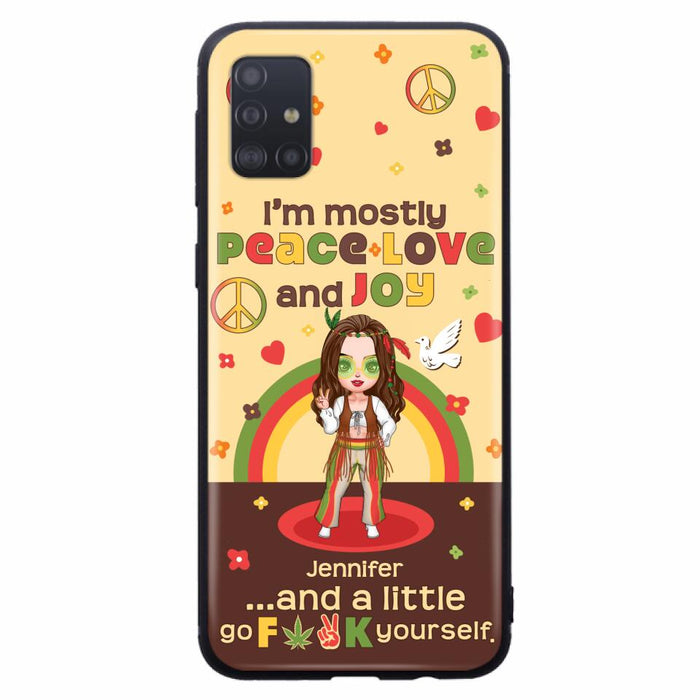 Custom Personalized Chibi Girl Case for iPhone/ Samsung - Gift Idea For Best Friend - I'm Mostly Peace Love and Joy