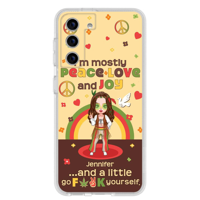 Custom Personalized Chibi Girl Case for iPhone/ Samsung - Gift Idea For Best Friend - I'm Mostly Peace Love and Joy