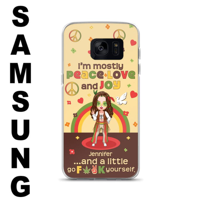 Custom Personalized Chibi Girl Case for iPhone/ Samsung - Gift Idea For Best Friend - I'm Mostly Peace Love and Joy