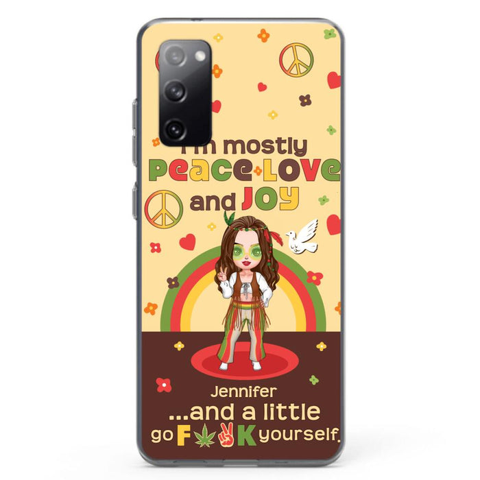 Custom Personalized Chibi Girl Case for iPhone/ Samsung - Gift Idea For Best Friend - I'm Mostly Peace Love and Joy