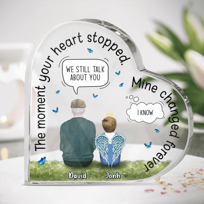 Custom Personalized Child Loss Heart-Shaped Acrylic Plaque - Memorial Gift Idea - The Moment Your Heart Stopped