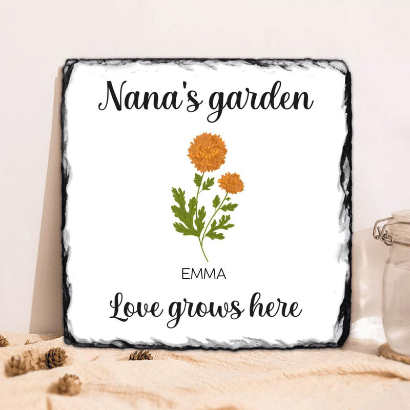 Personalized Nana's Garden Square Lithograph - Up to 9 Kids - Gift Idea For Grandma/Garden Lover - Love Grows Here