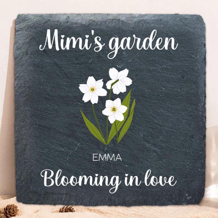 Personalized Mimi's Garden Square Lithograph - Up to 9 Kids - Gift Idea For Grandma/Garden Lover - Blooming In Love
