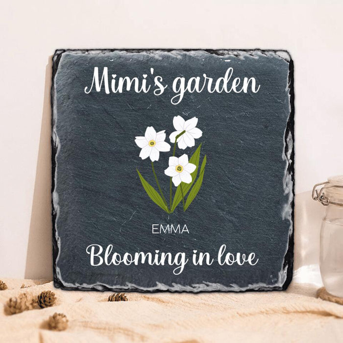 Personalized Mimi's Garden Square Lithograph - Up to 9 Kids - Gift Idea For Grandma/Garden Lover - Blooming In Love
